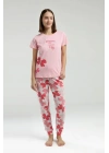 Kadın Pembe Kısa Kol Pijama Takım