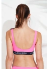 Kadın Pembe U Yaka Bralet Bikini Üstü