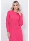 Kadın Triko Pilise Etekli Saç Örğülü Kazak Takım Oversize Fujya