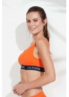 Kadın Turuncu U Yaka Bralet Bikini Üstü