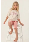 Kız Çocuk Kapri Takım - Krem