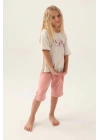 Kız Çocuk Kapri Takım - Krem