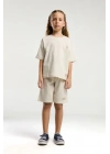 Kız Çocuk Krem Bermuda Takım
