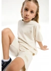Kız Çocuk Krem Bermuda Takım