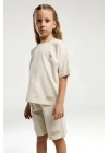 Kız Çocuk Krem Bermuda Takım