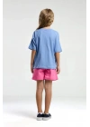 Kız Çocuk Mavi Şort Takım
