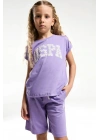 Kız Çocuk Mor Bermuda Takım