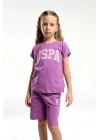 Kız Çocuk Mor Bermuda Takım