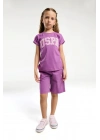 Kız Çocuk Mor Bermuda Takım