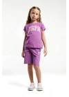 Kız Çocuk Mor Bermuda Takım