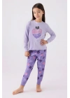 Kız Çocuk Mor Uzun Kol Pijama Takım
