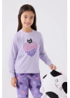 Kız Çocuk Mor Uzun Kol Pijama Takım