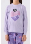 Kız Çocuk Mor Uzun Kol Pijama Takım