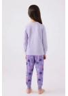 Kız Çocuk Mor Uzun Kol Pijama Takım