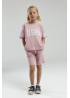 Kız Çocuk Pembe Bermuda Takım