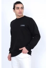 Lugmo Erkek Sweatshirt 3 İplik Kompak Kumaş Kazak Regular Siyah