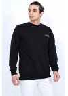 Lugmo Erkek Sweatshirt 3 İplik Kompak Kumaş Kazak Regular Siyah