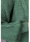 Lugmo Kadın Triko Hırka Akrilik iplik 80 cm Saç Örgülü Çağla Yeşili (80cm)