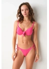 Maya Dolgulu Bikini Tek Üst Pembe 239101