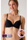 Siyah 6401 Rome Soft Push Up / Yarı Destekli Tak-çıkar Askılı Pamuklu Sütyen