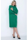 Triko Uzun Kadın Elbise Yaka Düğmeli Yeşil