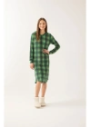 Yeşil Renk Ekose Kapşonlu Kadın Gecelik