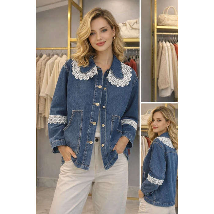 YAKA FİSTO DETAYLI KOT CEKET