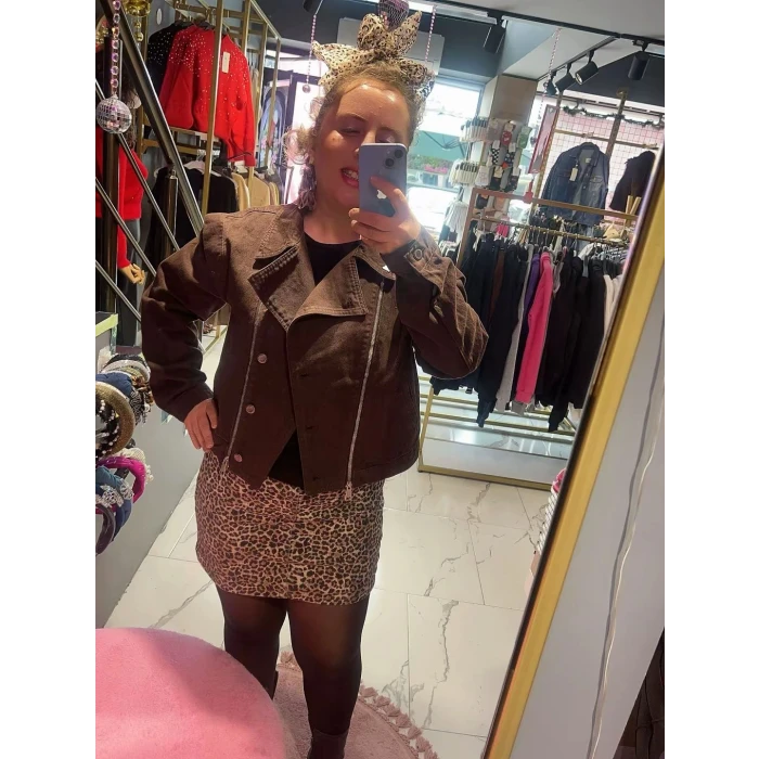 FERMUAR DESENLİ KAHVE CEKET