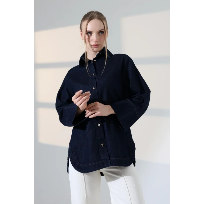 OVERSIZE DUGMELİ GÖMLEK