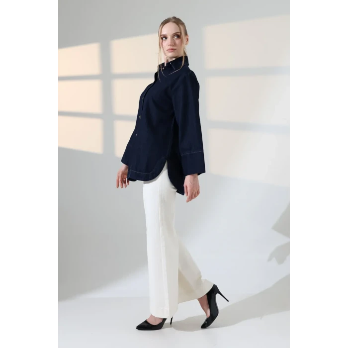 OVERSIZE DUGMELİ GÖMLEK