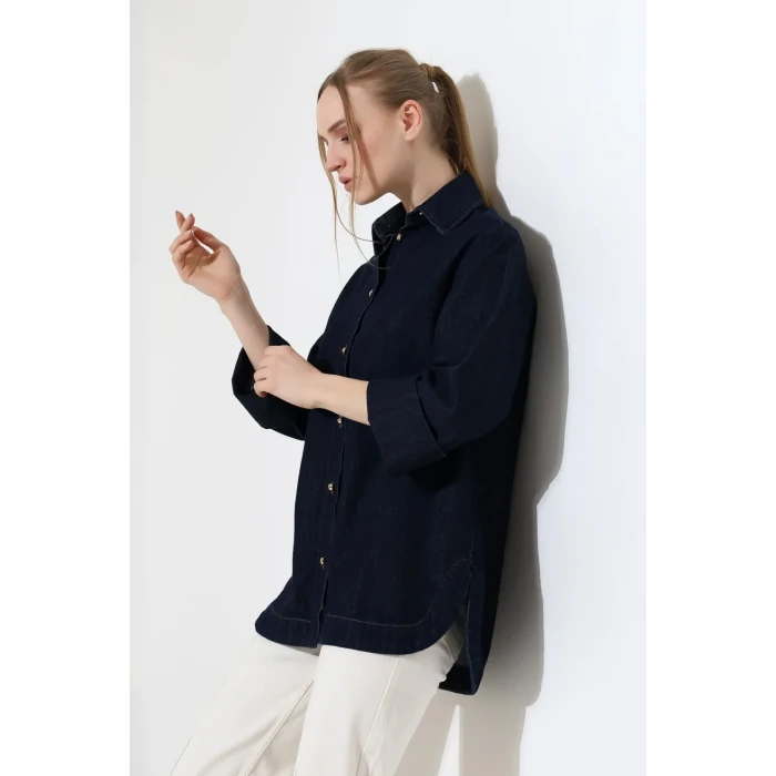 OVERSIZE DUGMELİ GÖMLEK