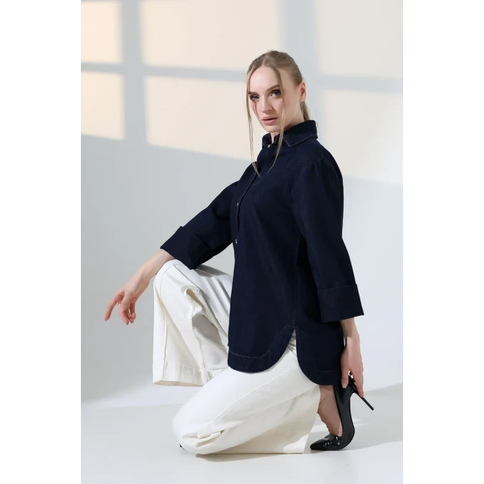 OVERSIZE DUGMELİ GÖMLEK