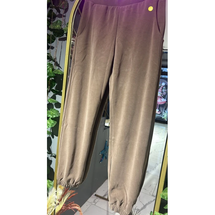 AÇIK KAHVE MODAL KUMAŞ PAÇA LASTİKLİ EŞOFMAN ALTI