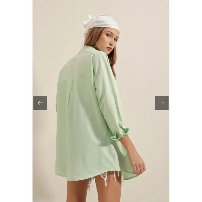 AÇIK YEŞİL OVERSİZE GÖMLEK