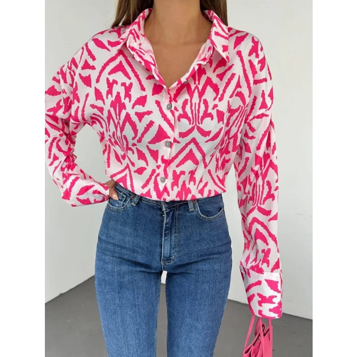 FUŞYA BEYAZ DESEN GÖMLEK