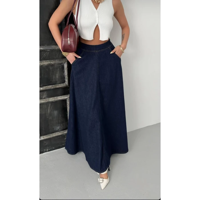 VOLANLI UZUN ÇAN JEAN ETEK