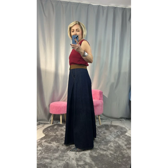 VOLANLI UZUN ÇAN JEAN ETEK