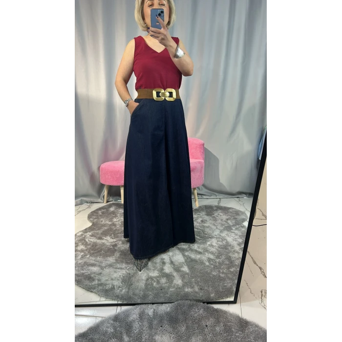 VOLANLI UZUN ÇAN JEAN ETEK