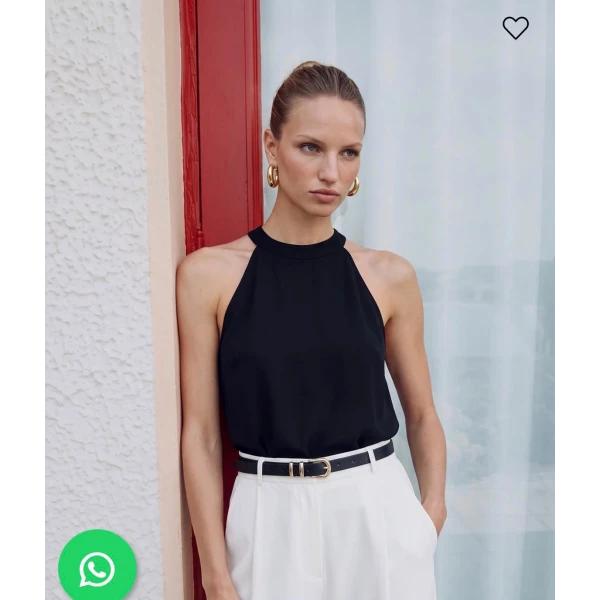 SİYAH HALTER YAKA BLUZ