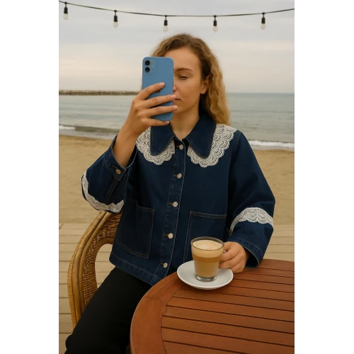 YAKA FİSTO DETAYLI KOT CEKET