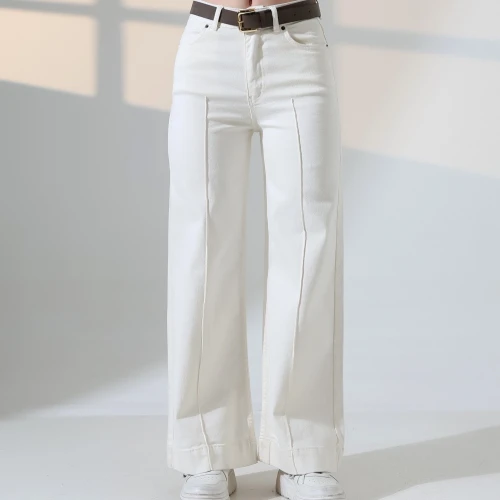 7163 KREM ÇİMALI BOL PAÇA PANTOLON