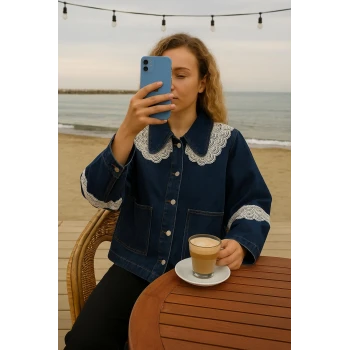 YAKA FİSTO DETAYLI KOT CEKET