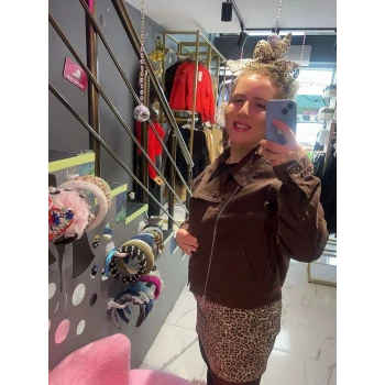 FERMUAR DESENLİ KAHVE CEKET