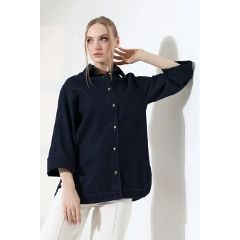 OVERSIZE DUGMELİ GÖMLEK