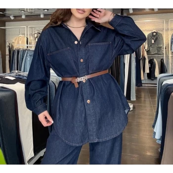 LACİVERT JEAN GÖMLEK