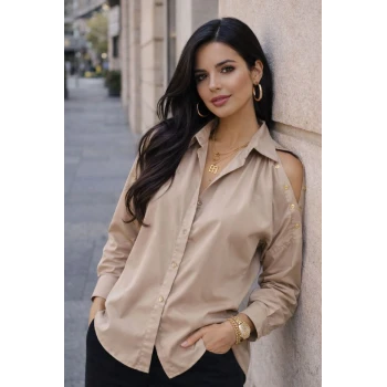 OMUZ DETAYLI POPLİN GÖMLEK