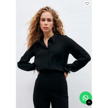 SİYAH MANŞETİ TÜYLÜ GÖMLEK