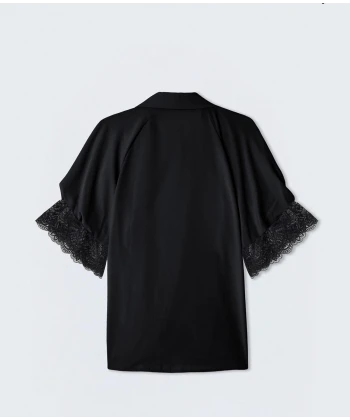 KISA KOLLU DANTELLİ GÖMLEK