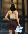 KAHVERENGİ MİNİ KOT ETEK1046