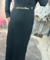 SİYAH FİTİLLİ BEL DETAYTOKALI ELBİSE